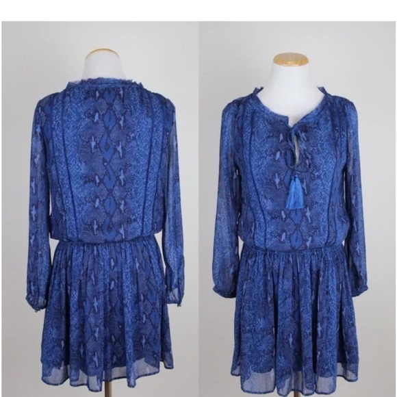 BANANA REPUBLIC Cobalt Blue Snakeskin Print Dress M - Picture 2 of 8